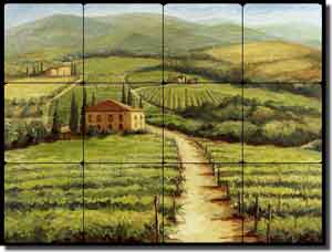 Morris Tuscan Vineyard Tumbled Marble Tile Mural 24" x 18" - JM025