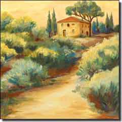 Morris Tuscan Landscape Ceramic Accent Tile 4.25" x 4.25" - JM026AT2