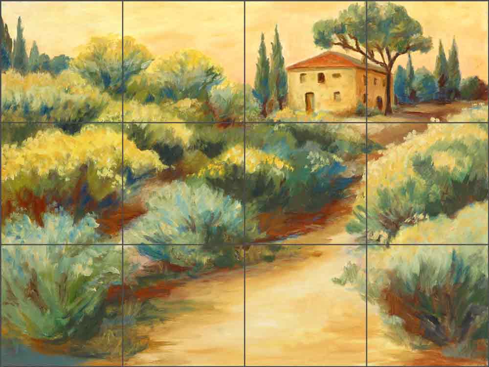Tuscan Yellow Broom Villa by Joanne Morris Margosian Ceramic Tile Mural JM026