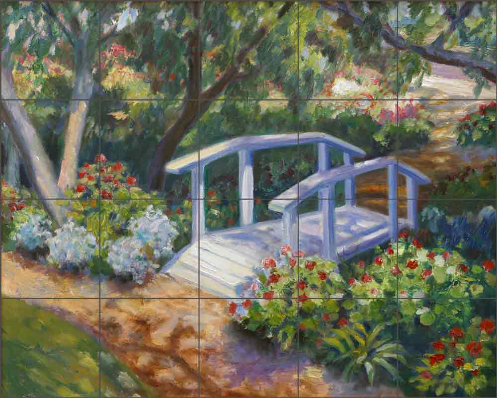 Floral Bridge by Joanne Morris Margosian Ceramic Tile Mural JM027