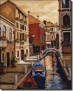 Morris Venetian Canal Ceramic Accent Tile 8" x 10" - JM028AT
