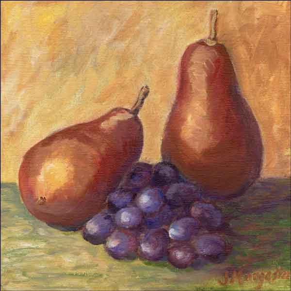 Morris Fruit Pear Grapes Ceramic Accent & Decor Tile - JM030AT