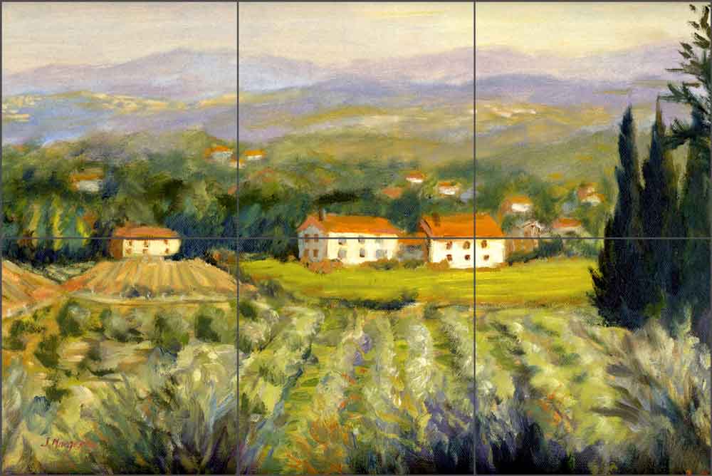 Tuscan Olive Orchard by Joanne Morris Margosian Ceramic Tile Mural - JM047