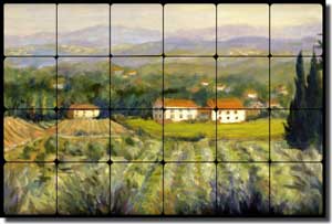 Morris Tuscan Landscape Tumbled Marble Tile Mural 24" x 16" - JM047
