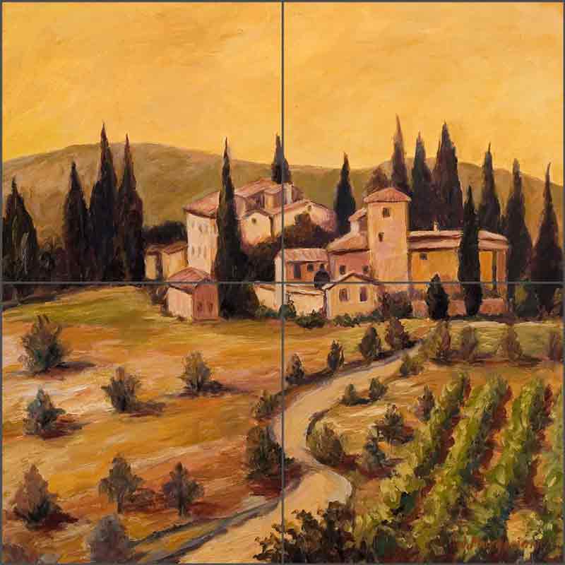 Chianti Vineyard I by Joanne Morris Margosian Ceramic Tile Mural JM055