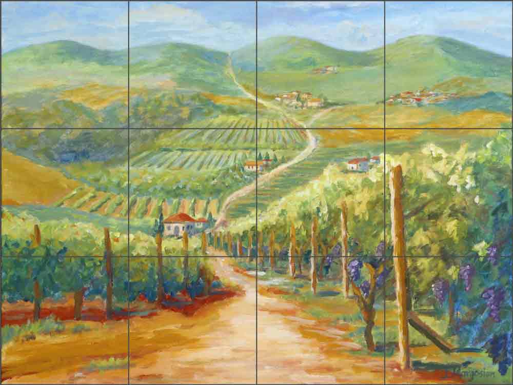 Tuscan Vineyard II by Joanne Morris Margosian Ceramic Tile Mural JM062