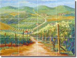 Tuscan Vineyard II by Joanne Morris - Floor Wall Tile Mural 48" x 36"