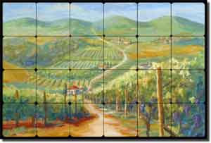 Morris Tuscan Vineyard Tumbled Marble Tile Mural 36" x 24" - JM062