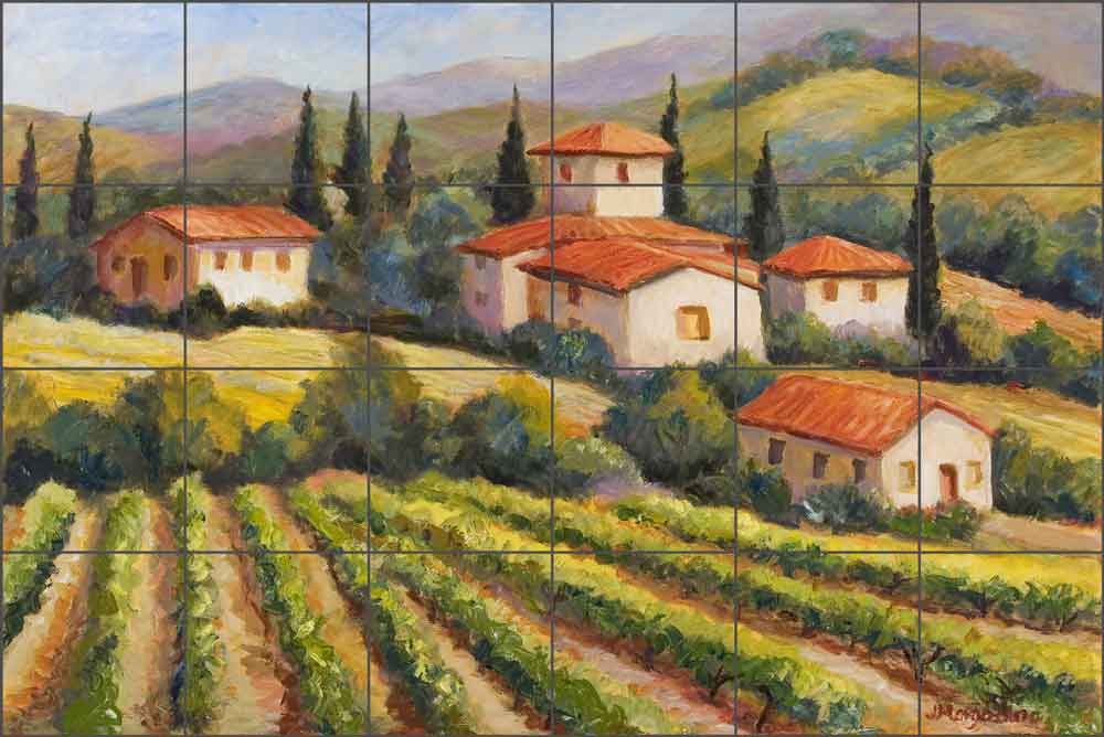 Vineyard Tile Backsplash Joanne Morris Margosian Tuscan Art Ceramic Mural JM062 