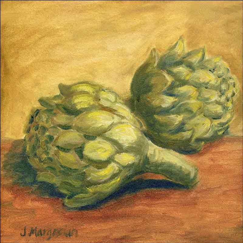 Artichokes by Joanne Morris Margosian Ceramic Accent & Decor Tile JM065AT