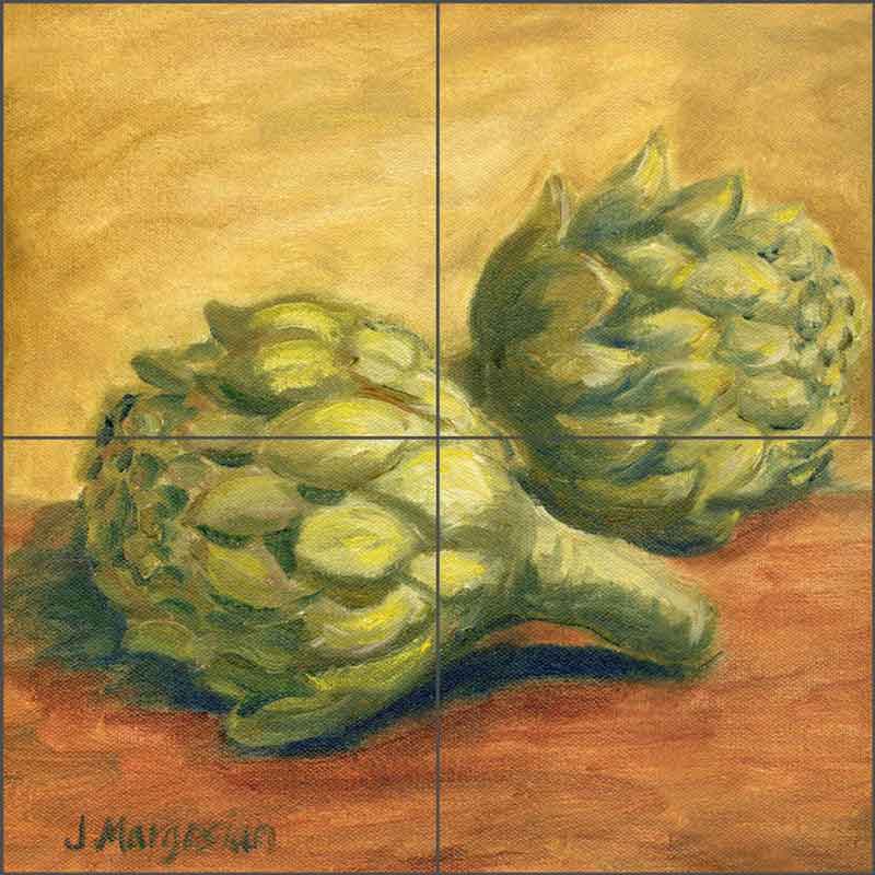 Artichokes by Joanne Morris Margosian Ceramic Tile Mural JM065