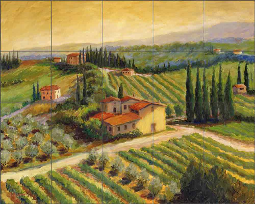 Afternoon Vineyards by Joanne Morris Margosian Ceramic Tile Mural JM069