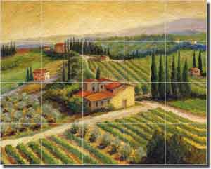 Morris Vineyard Landscape Glass Tile Mural 30" x 24" - JM069