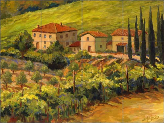 Ceramic Tile Mural Backsplash Morris Tuscan Villa Landscape Art JM070 