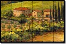 Morris Tuscan Landscape Tumbled Marble Tile Mural 24" x 16" - JM071