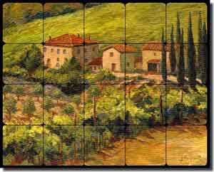 Morris Tuscan Landscape Tumbled Marble Tile Mural 30" x 24" - JM071