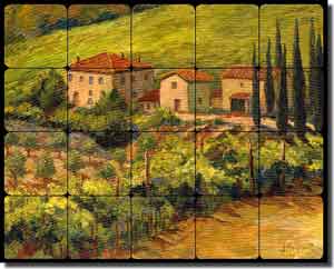 Morris Tuscan Landscape Tumbled Marble Tile Mural 30" x 24" - JM071