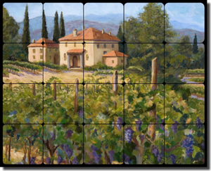 Morris Tuscan Vineyard Tumbled Marble Tile Mural 20" x 16" - JM072-2