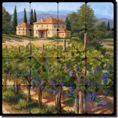 Morris Tuscan Vineyard Tumbled Marble Tile Mural 16" x 16" - JM072