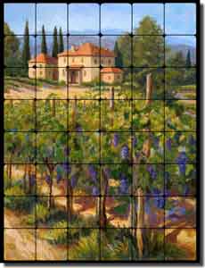 Morris Tuscan Vineyard Tumbled Marble Tile Mural 24" x 32" - JM072