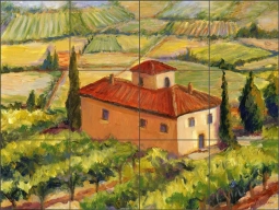 Vineyard Villa by Joanne Morris Margosian Ceramic Tile Mural JM077