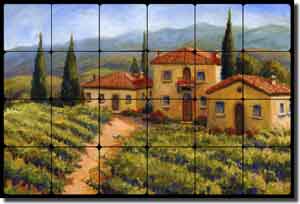 Morris Tuscan Vineyard Tumbled Marble Tile Mural 24" x 16" - JM080