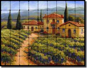 Morris Tuscan Vineyard Tumbled Marble Tile Mural 36" x 28" - JM080