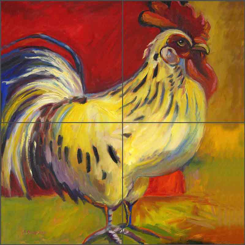 Rooster I by Joanne Morris Margosian Ceramic Tile Mural JM084