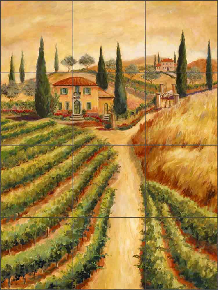 Bramasole Vineyard by Joanne Morris Margosian Ceramic Tile Mural JM087