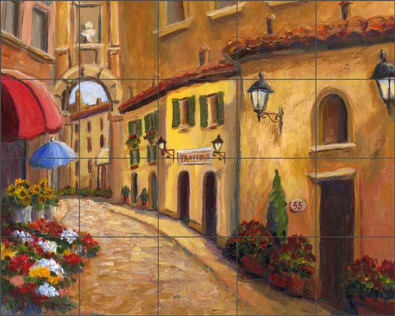 Cortona Flower Shop by Joanne Morris Margosian Ceramic Tile Mural JM088