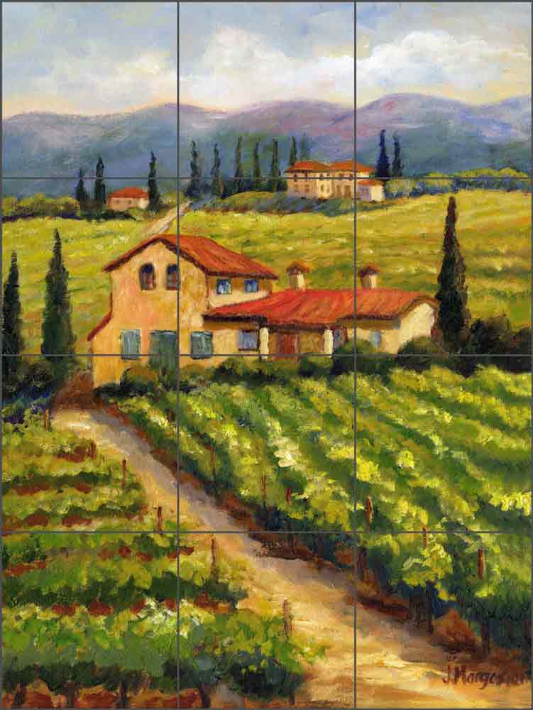 Overlooking the Vineyards by Joanne Morris Margosian Ceramic Tile Mural JM090