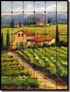 Morris Tuscan Vineyard Tumbled Marble Tile Mural 24" x 32" - JM090