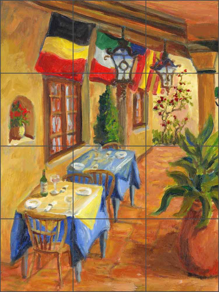 Cassanova's Porch by Joanne Morris Margosian Ceramic Tile Mural - JM094