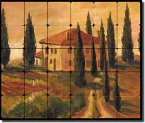 Morris Tuscan Landscape Tumbled Marble Tile Mural 24" x 20" - JM096