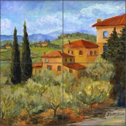 Hillside Villas by Joanne Morris Margosian Ceramic Tile Mural - JM097