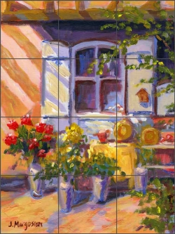 Monet's Flowers by Joanne Morris Margosian Ceramic Tile Mural JM102