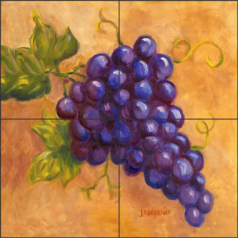 Grapes - Cabernet by Joanne Morris Margosian Ceramic Tile Mural JM103