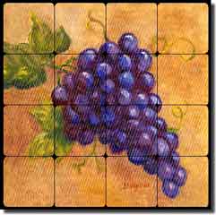 Morris Cabernet Grape Tumbled Marble Tile Mural 16" x 16" - JM103