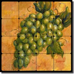 Morris Grapes Chardonnay Tumbled Marble Tile Mural 16" x 16" - JM104