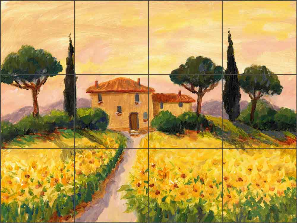 Sunflower Villa by Joanne Morris Margosian Ceramic Tile Mural JM110