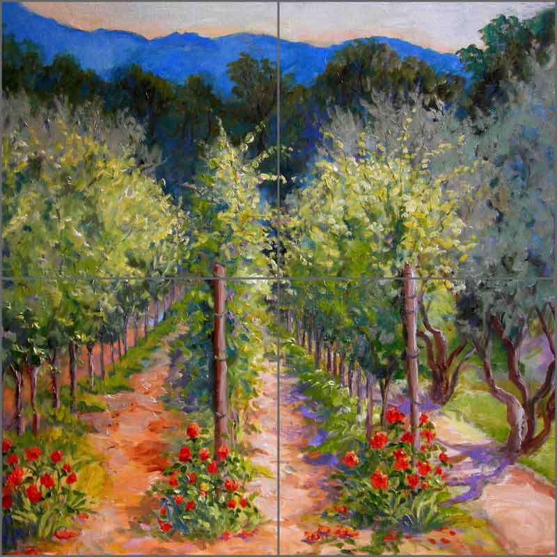 Vineyard Rose by Joanne Morris Margosian Ceramic Tile Mural - JM119