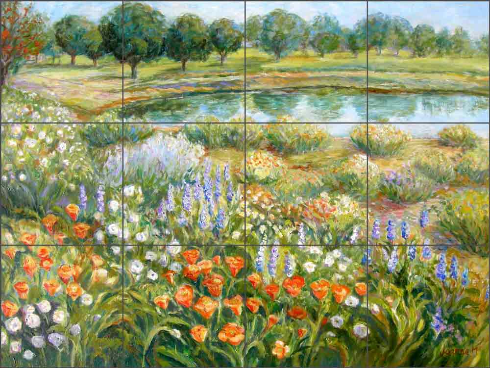 Spring Wild Flowers by Joanne Morris Margosian Ceramic Tile Mural - JM120