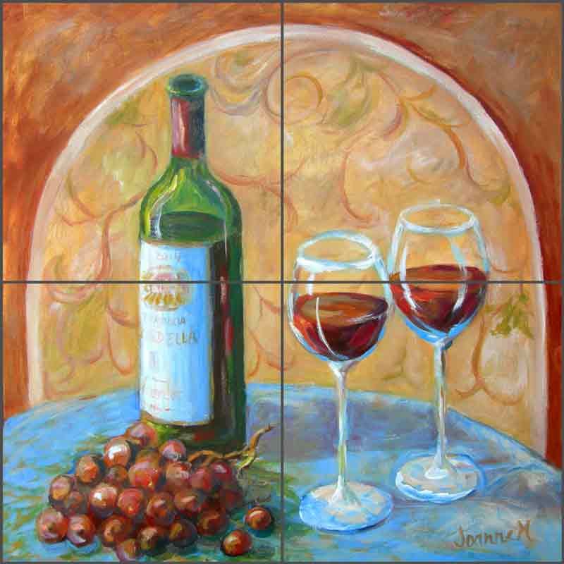 Vino Time by Joanne Morris Margosian Ceramic Tile Mural - JM121