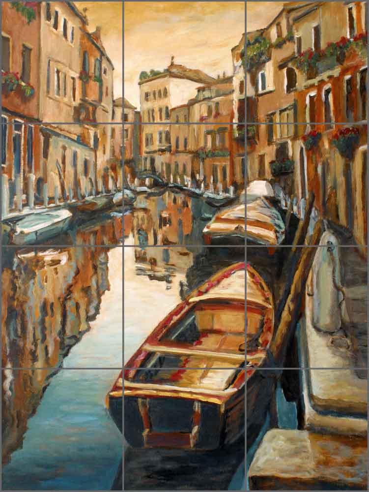 Venice Evening Reflections by Joanne Morris Margosian Ceramic Tile Mural - JM123