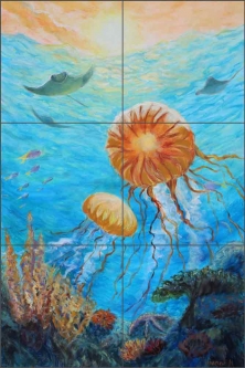 Undersea Tile Mural Miller Lion Fish Sea Life Art Ceramic Backsplash  DMA2003 