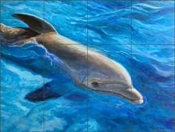 Dolphin by Joanne Morris Ceramic Tile Mural JM130