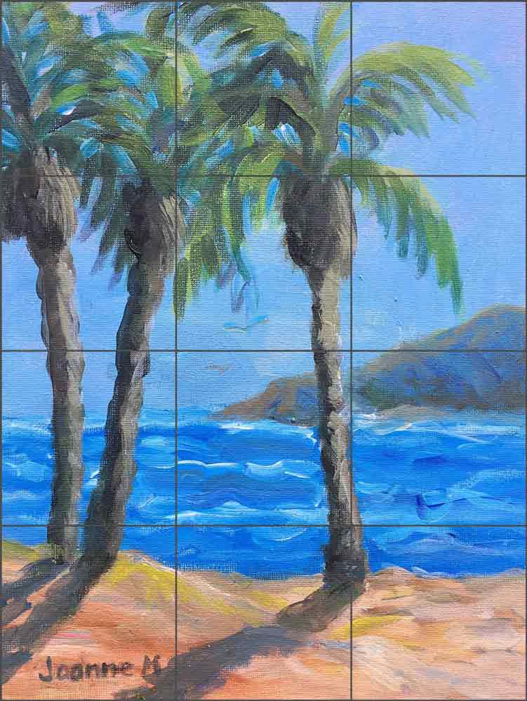 A Relaxing Time in the Palms by Joanne Morris Ceramic Tile Mural JM136