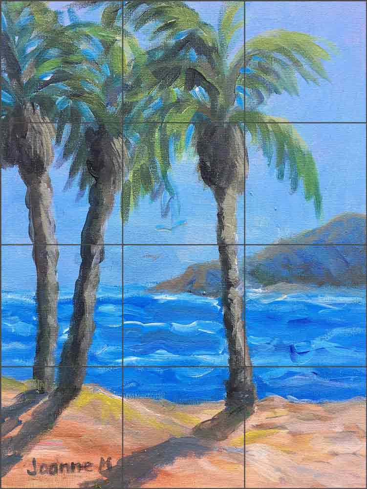 A Relaxing Time in the Palms by Joanne Morris Ceramic Tile Mural JM136