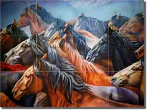 Taylor Horse Equine Glass Tile Mural 24" x 18" - JTA002