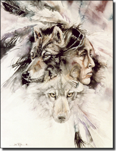 Taylor Native American Wolf Ceramic Accent Tile 6" x 8" - JTA011AT
